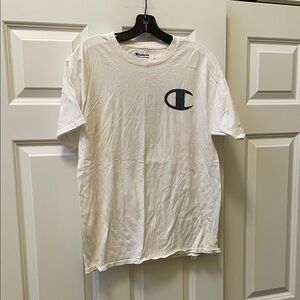 Champion White Short-Sleeve Tee with Navy C Logo
